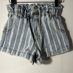 PacSun Paperbag Waist Mom Shorts Small | Striped High Rise Denim Summer